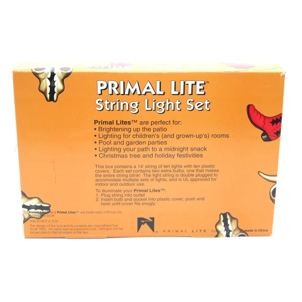 VTG 1993 Blow Mold Blazin' Trails Cowboy String Lights NEW Primal Lite 10 Lights